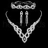 Twist Horse Eye Brass Crystal Rhinestone Chain Necklaces & Tassel Stud Earrings & Bracelets FS-WGBEA29-01-1