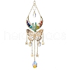 Butterfly & Moon Brass & 304 Stainless Steel Hanging Suncatchers HJEW-TA00162-1