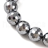 Faceted Round Terahertz Stone Beaded Stretch Bracelets for Women Men BJEW-H590-04B-01-2