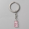 Candy Color Transparent Bear Resin Pendant Keychain KEYC-WH0034-34B-06-1