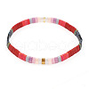 Bohemian Style Rainbow Tila Glass Bead Woven Stripe Bracelet for Women HA7493-6-1