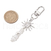 Copper Wire Wrapped Natural Quartz Crystal Pointed Bullet Pendant Decorations HJEW-JM03104-03-3