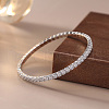 925 Sterling Silver Pave Cubic Zirconia Sqaure Link Chain Bracelets BJEW-A037-10P-1