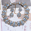 Flower Alloy Rhinestone Chain Necklaces & Stud Dangle Earrings Sets FS-WG8AADA-03-1