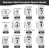 SOFPLATE 120Pcs 12 Styles 201 Stainless Steel European Beads STAS-SP0001-82-2