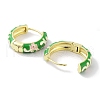 Real 18K Gold Plated Brass Enamel Flower Print Hoop Earrings for Women EJEW-L269-118G-3