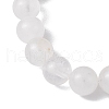 8mm Round Natural Quartz Crystal & Rhodonite Beaded Stretch Bracelets for Women BJEW-JB10700-4