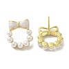 Bowknot Brass Stud Earrings EJEW-R162-06G-3