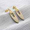 Brass Clear Cubic Zirconia Dangle Stud Earrings EJEW-Q042-01B-G-1
