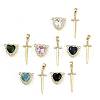 Brass Micro Pave Cubic Zirconia Pendant Sets KK-S507-18G-01-1