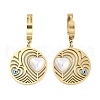 Left and Right Flat Round with Heart 304 Stainless Steel Dangle Earrings EJEW-L283-073G-1