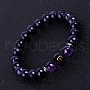 Aries Round Synthetic Blue Goldstone & Natural Amethyst Stretch Bracelets for Women Men EA3132-7-1