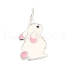 925 Sterling Silver Pink and White Enamel Rabbit Charms STER-G046-03S-1