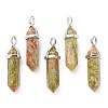 Natural Unakite Pointed Pendants X-G-M378-01P-A35-1