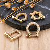 4Pcs 4 Style Brass Micro Pave Clear Cubic Zirconia D-Ring Anchor Shackle Clasps ZIRC-PJ0001-02-13