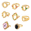 Unicraftale 6Pcs 6 Styles Rack Plating Brass Micro Pave Cubic Zirconia Adjustable Ring Components KK-UN0003-42-1