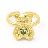 Cubic Zirconia Bear with Heart Open Cuff Ring KK-A180-38G-2