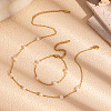 Simple and Elegant Stainless Steel & Natural Freshwater Pearl Link Chain Bracelets & Necklaces Set for Women FO7311-1-1