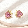 Strawberry Brass Micro Pave Cubic Zirconia Stud Earrings EJEW-M077-15G-5