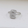 Brass Micro Pave Clear Cubic Zirconia Cuff Rings FS-WG17FF6-05-1