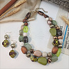 Wood Beaded Double Layer Necklaces & Dangle Earrings Sets FS-WGB5610-02-1
