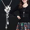 Flower Alloy Rhinestone Y Tassel Long Necklaces for Women FS-WGCC889-02-2