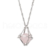 3Pcs 3 Style 304 Stainless Steel Empty Macrame Pouch Pendant Singapore Chain Necklaces NJEW-JN05285-5