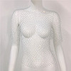 Polyester Cyrstal Rhinestone Short Sleeve Shirt Body Chains WG96638-13-1