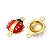 Brass Red and Black Enamel Connector Charms KK-I276-16G-2