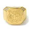 Ion Plating(IP) 304 Stainless Steel Rhinestone Tiger Signet Rings RJEW-Q815-02G-M-2