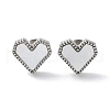 6 Pair 2 Color Heart Natural Shell Stud Earrings EJEW-A024-10-3