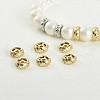 Brass Micro Pave Clear Cubic Zirconia Spacer Beads KK-K371-31G-2