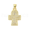 Cross Theme Rack Plating Brass Micro Pave Cubic Zirconia  Pendants KK-Z074-60G-1