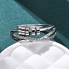 Brass Micro Pave Clear Cubic Zirconia Finger Rings for Women Ease Anxiety RJEW-S624-05P-03-1