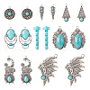  16Pcs 8 Styles Synthetic Turquoise Alloy Pendants FIND-TA0002-57-10