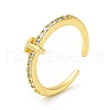 Clear Cubic Zirconia Initial Letter Open Cuff Ring RJEW-H120-09G-T-1