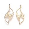 Brass Micro Pave Clear Cubic Zirconia Pendants KK-G436-13G-2