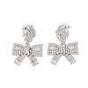 Brass Micro Pave Cubic Zirconia Stud Earrings EJEW-B046-17P-1