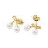 Mother's Day Jewellery 304 Stainless Steel Shell Pearl Bowknot Stud Earrings for Women EJEW-U020-28G-2