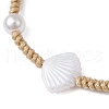 Adjustable ABS Plastic Imitation Pearl Beaded Braided Bead Bracelets for Women BJEW-JB11871-03-3