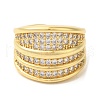 Brass Micro Pave Cubic Zirconia Open Cuff Rings RJEW-U008-44G-2