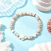 Natural Freshwater Shell with Synthetic Turquoise Beads Stretch Bracelets for Men Women BJEW-JB11744-01-1