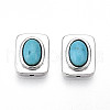 Brass Pave Synthetic Turquoise Beads KK-N258-14P-1