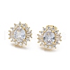 Brass Micro Pave Clear Cubic Zirconia Stud Earrings EJEW-C139-05G-4