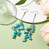 Synthetic Turquoise Chips Cluster Earrings EJEW-JE05837-2