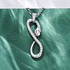 Infinity Snake 304 Stainless Steel Pendant Necklaces NJEW-M096-04P-4