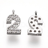 Brass Micro Pave Clear Cubic Zirconia Charms ZIRC-L075-60A-02P-1