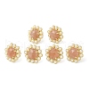 Natural Sunstone Hexagon Stud Earrings with Plastic Pearl Beaded EJEW-E287-01G-03-2
