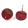 Opaque Resin & Walnut Wood Stud Earring Findings MAK-N032-007A-B03-3