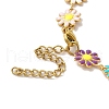 Enamel Daisy Link Chain Necklaces NJEW-B077-01G-3